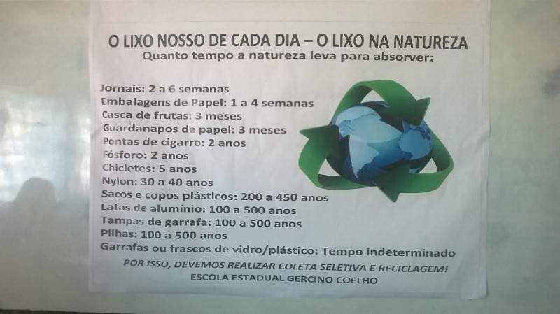 Atividades do PEV em 2015 no 'Ética ambiental é o bicho' - Escola Gercino Coelho - Petrolina-PE - 01.12.15