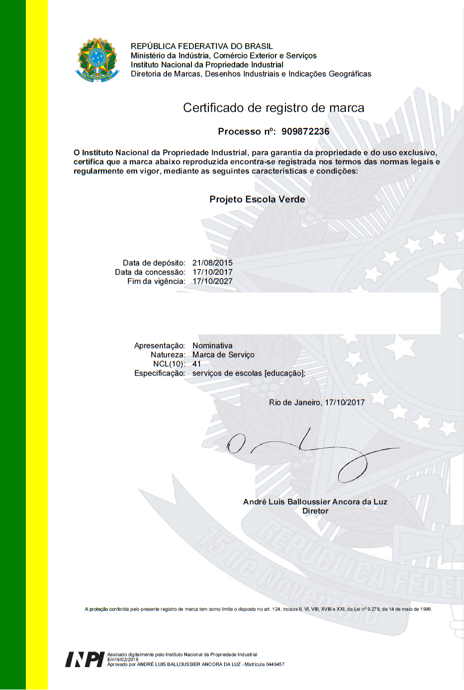 Pignatti - Marcas & Patentes - Elo conquista certificação do INPI