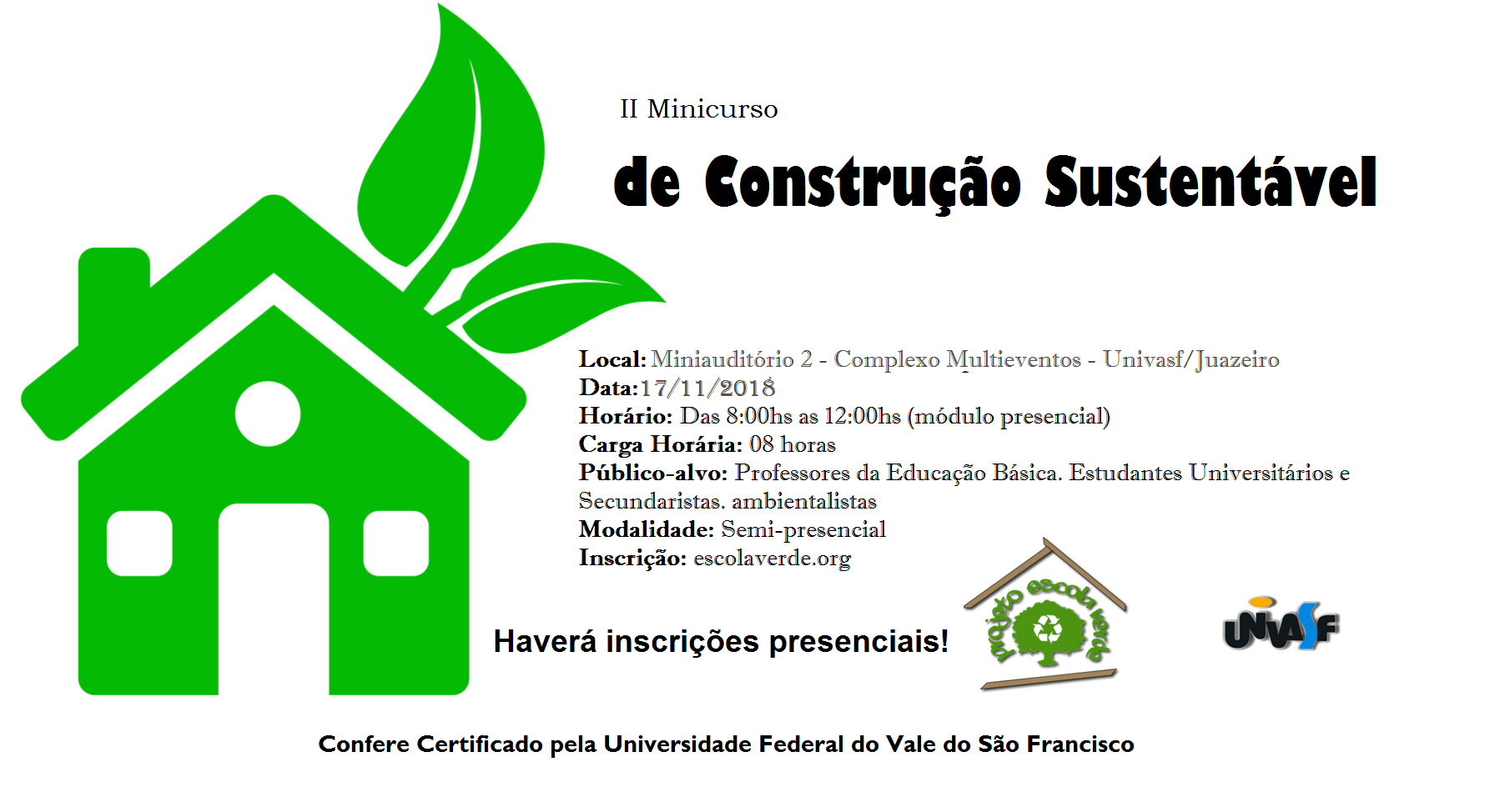 Banner do II Minicurso de Construção Sustentável